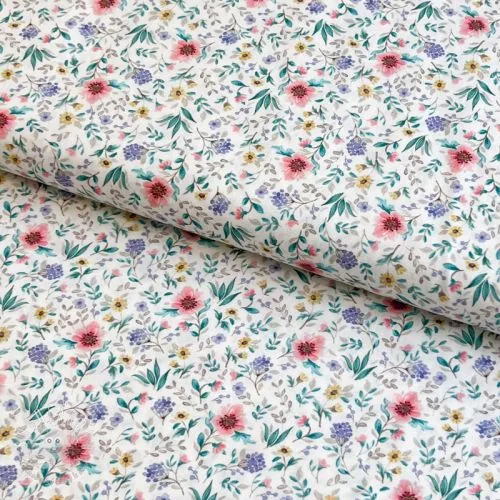 Bavlnená látka Flowers Tara off white design B digital print