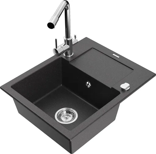 MEXEN/S MEXEN/S - Enzo granitový drez 1-miska s odkvapkávačom vrátane batérie Duero, čierna kropenatý 6506-76-671600-00