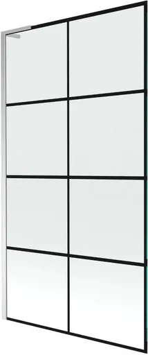 MEXEN/S - Next L vaňová zástena FIX 100 x 150, čierna vzor, chróm 895-100-000-03-77-01