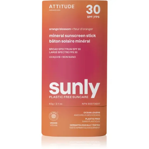 Attitude Sunly Orange Blossom minerálny krém na opaľovanie v tyčinke SPF 30 60 g