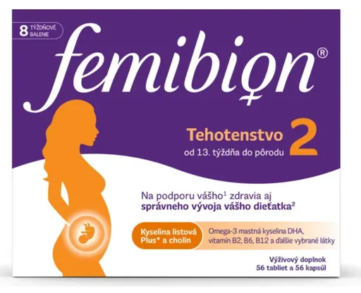 Femibion 2 Tehotenstvo 56tbl+56cps (kys. listová + cholín + DHA + vitamíny + minerály) 112ks