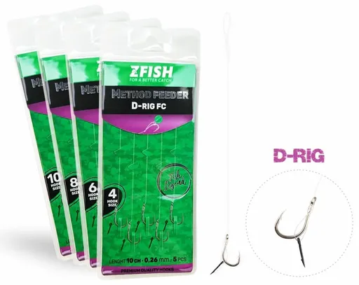 Zfish náväzec method feeder d-rig 10 cm 5 ks - veľkosť háčika 6