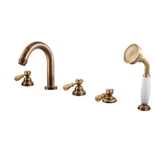 Vaňová batéria RAV Slezák MORAVA so sprchovacím setom stará mosadz MK462.0PSM