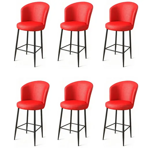 Súprava barových stoličiek Uras Red and Black, 6 ks, 6 ks