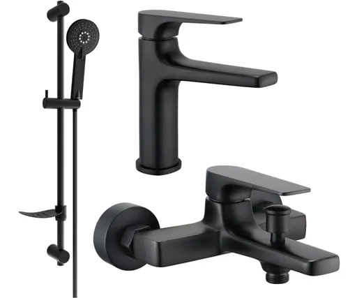 MEXEN/S - Lynx DF40 Set umývadlovej a vaňovej batérie s príslušenstvom, čierna 745903DF40-70
