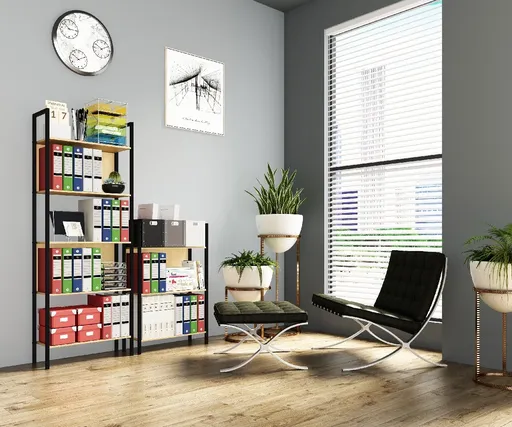 Kancelářská police VCM „Flakos“ s 5 přihrádkami, dub medový