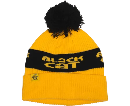 Black cat čiapka yellow bobble hat
