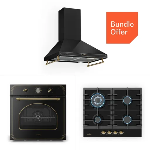 Klarstein Victoria 60 Triple Set plyn, Plynné varné dosky, Rúra, Digestor