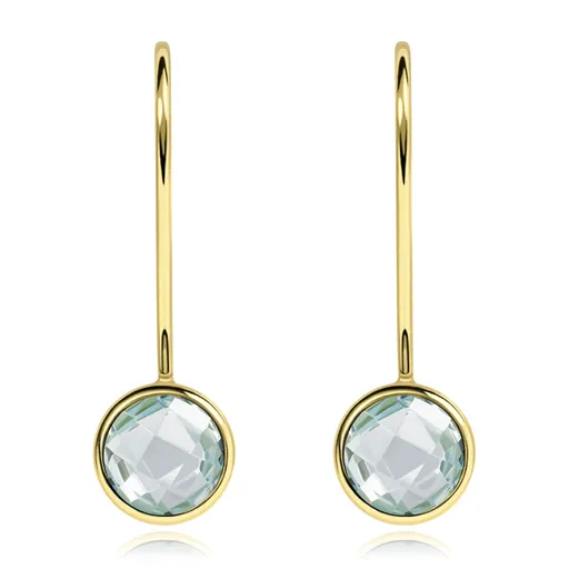 Zlaté náušnice 14K s prírodným modrým topásom