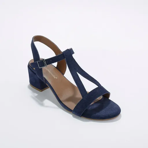 Kožené remienkové sandále na podpätku