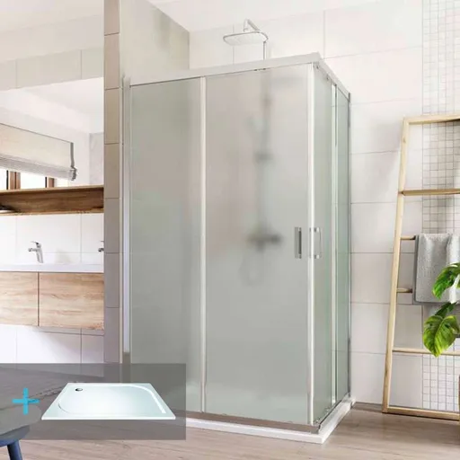 Mereo Sprchovací set: LIMA, obdĺžnik, 100x80 cm, chróm  ALU, sklo Point, vanička liatá mramor CK82412KM