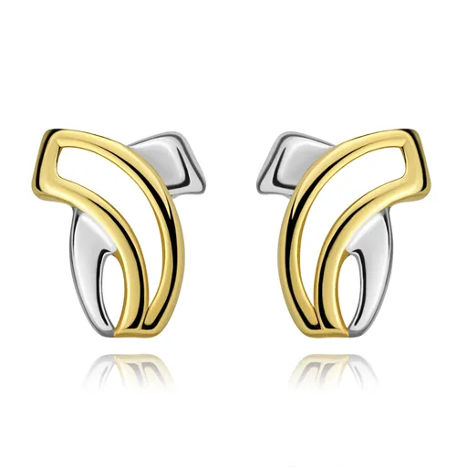 Zlaté 9K náušnice s prekríženými líniami v kombinovanom prevedení