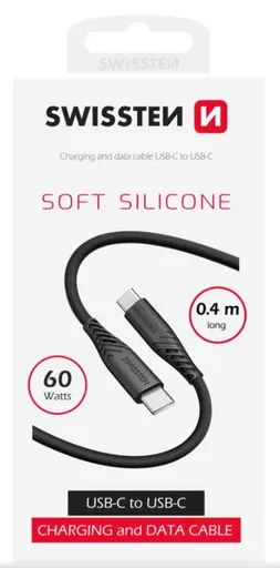 SWISSTEN DÁTOVÝ KÁBEL SOFT SILICONE USB-C / USB-C 0,4 M ČIERNY