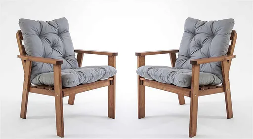 ASKO Záhradné masívne kreslá ATLANTA vr. polstrovanie (2 ks)