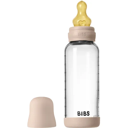 BIBS Baby Glass Bottle Round Latex antikoliková fľaša Blush 240 ml