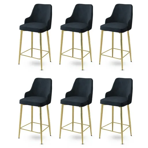 Súprava barových stoličiek Enox Anthracite and Gold, 6 ks, 6 ks