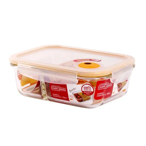 LOCKNLOCK Sklenená zapékacia miska s priehradkami a vekom LOCK 1l borosilikát