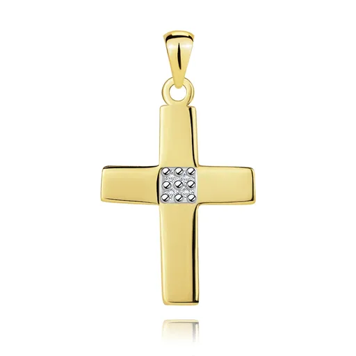 Prívesok latinský kríž zo 14K kombinovaného zlata s diamantmi