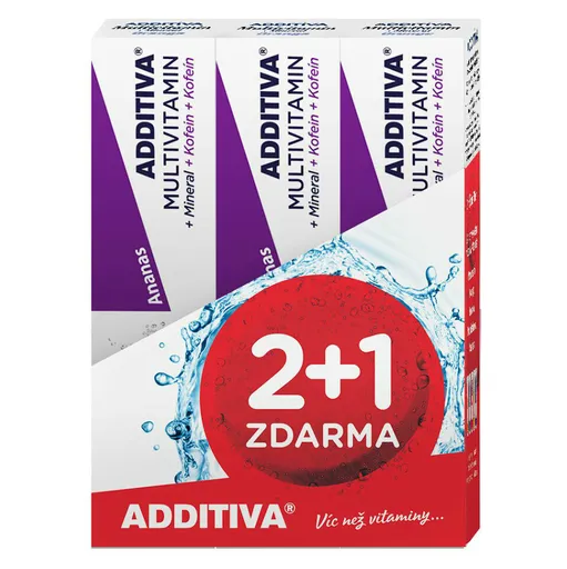ADDITIVA súprava multivitamín 2+1 ananás šumivé tablety 3 x 20 ks
