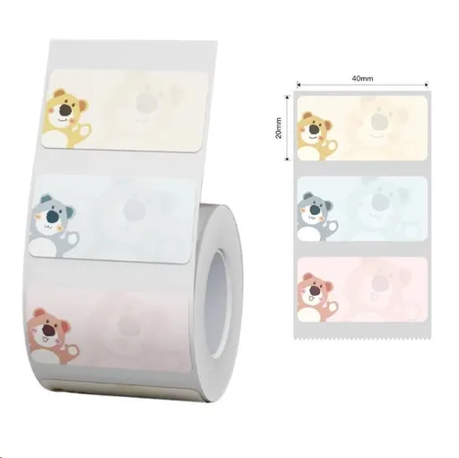 Niimbot A2A78838501, 40x20mm, 320ks, Medvedíky, farebné samolepicí štítky