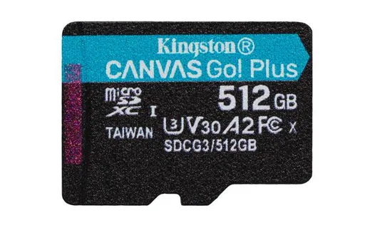 KINGSTON 512GB microSDXC Canvas Go Plus Gen4 200MB/s A2 U3 V30 Card bez adaptéra