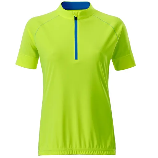 James & Nicholson (Daiber) Dámsky cyklistický dres s krátkym zipsom JN513 - Jasnožltá / jasnomodrá | L