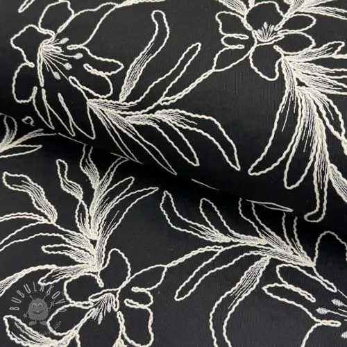 Bavlnená látka EMBROIDERY GABARDINE Luana black