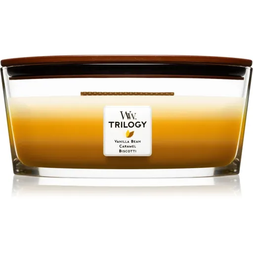 Woodwick Trilogy Café Sweets vonná sviečka s dreveným knotom (hearthwick) 453.6 g