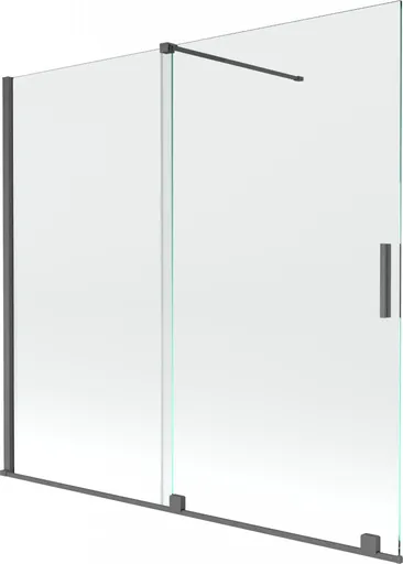 MEXEN/S - Velar Dvojkrídlová posuvná vaňová zástena 170 x 160, transparent, šedá kartáčovaná 896-170-000-01-66