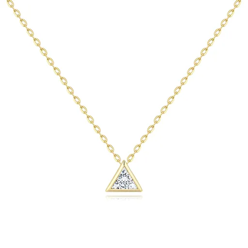 Zlatý 14K náhrdelník zo žltého zlata - drobný trojuholník s čírym zirkónom