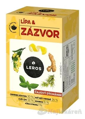 LEROS ČAJOVÁ CHVÍĽKA LIPA & ZÁZVOR bylinný čaj aromatizovaný 20x2 g