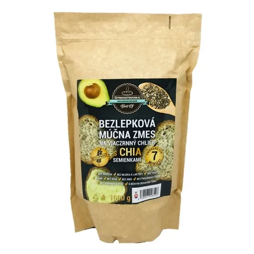 ŽITNOOSTROVSKÁ BEZLEPKOVÁ PEKÁREŇ Bezlepková múčna zmes na viaczrnný chlieb s CHIA semienkami 1000 g