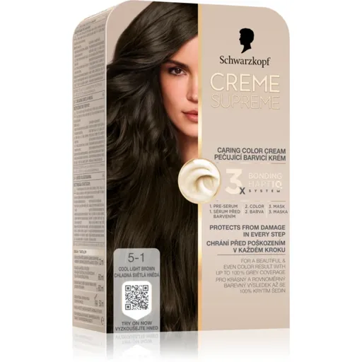 Schwarzkopf Creme Supreme permanentná farba na vlasy odtieň 5-1 Chladná svetlá hnedá 60 ml