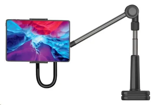 FIXED univerzálny držiak RELAX na tablet/telefón na upevnenie na stôl s otočným a nastaviteľným ramenom, čierna