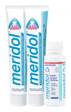 Meridol zubná pasta 2 x 75 ml + ústna voda 100 ml darčeková sada