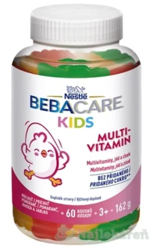 ADC Bebacare Kids Multivitamin želé medvedíky pomaranč jahoda a jablko 60 bonbónov