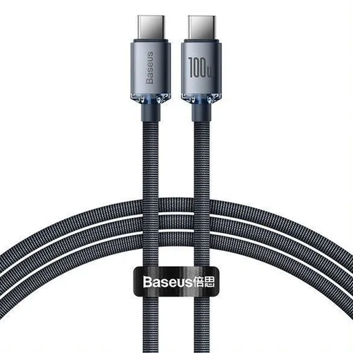 Kábel BASEUS Crystal Shine USB-C/USB-C 1,2m Black 100W