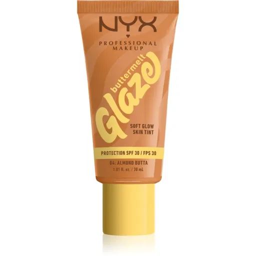 NYX Professional Makeup Buttermelt Glaze rozjasňujúci tónovací fluid SPF 30 odtieň 04 Almond Butta 30 ml