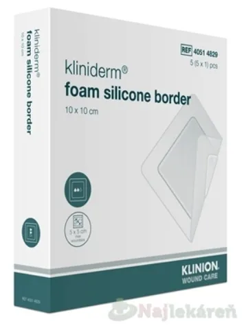 Kliniderm foam silicon border krytie penové silikónové sterilné 10 x 10 cm 5 ks
