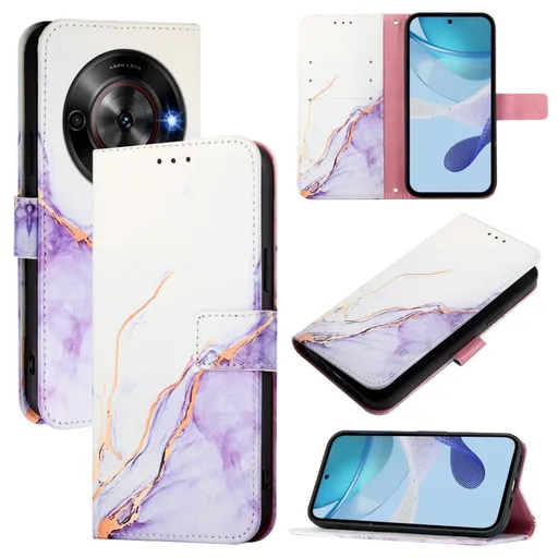 ART MARBLE Peňaženkový kryt pre ZTE Blade A75 5G / Nubia Focus 5G WHITE PURPLE
