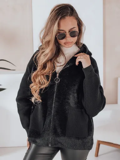 Čierny dámsky kabátik KATHERINE s kapucňou