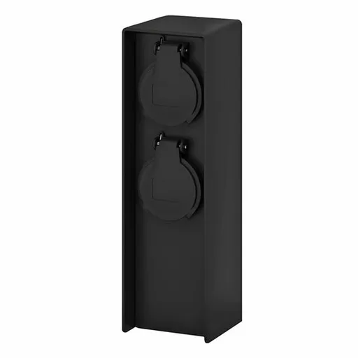 Solight PG04 Záhradný stĺpik IP44, plast, 2zásuvky, hranol, čierna