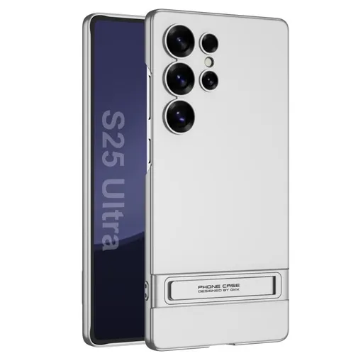 GKK TRIUMPH Ultratenký kryt so stojanom pre Samsung Galaxy S25 Ultra 5G SILVER