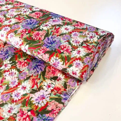 Viskóza SATIN Old fashion flowers digital print