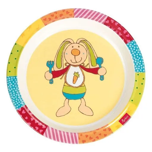 SIGIKID Melamín baby tanierik Rainbow Rabbit zajac so silikónom 21,5 cm
