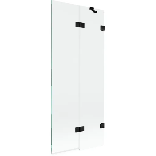 MEXEN/S - Lunar vaňová zástena 2-krídlová pravá 80 x 150, transparent, čierna 897-080-100-70-00-P