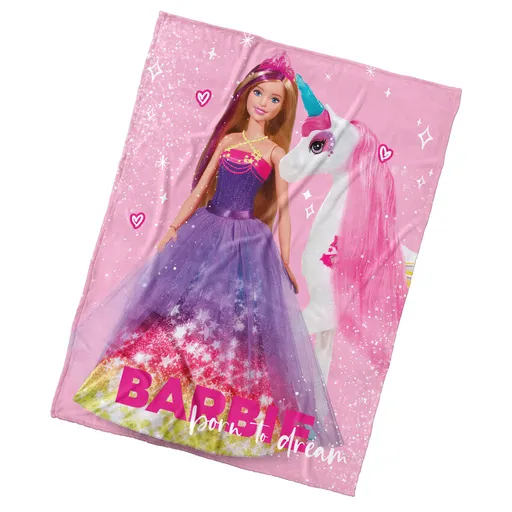 Carbotex Detská deka Barbie a Čarovný Jednorožec, 130 x 170 cm