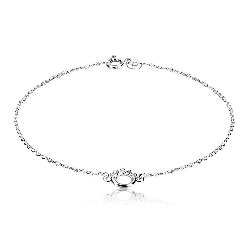 Strieborný náramok 925 - lesklý krúžok s bodkovanou polovicou, jemná retiazka