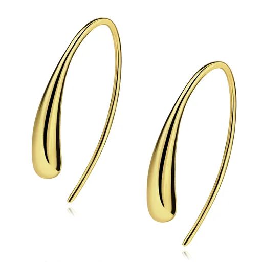 Náušnice zo žltého 9K zlata v tvare kvapky s prevliekacím zapínaním