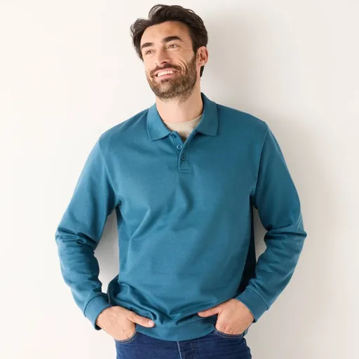 Moltonová mikina s polo golierom